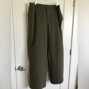 Wide Leg Cargo Pants, Lightweight, Olive Green